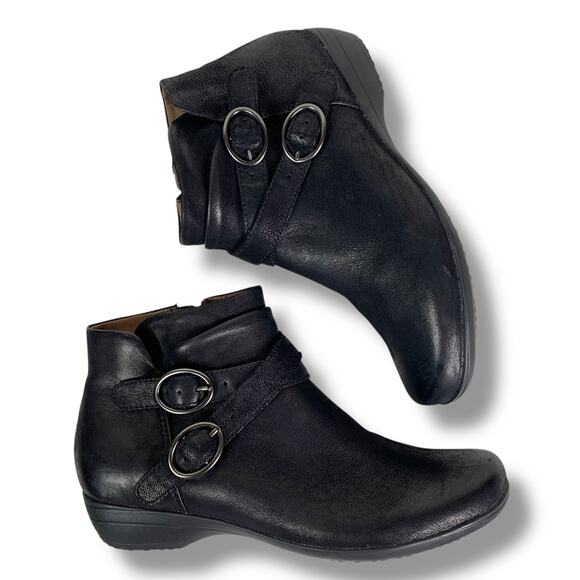 Dansko Ankle Bootie Faithe Black Burnished Leather Nubuck US Size 6.5 / 7 EU 37 - Picture 3 of 11